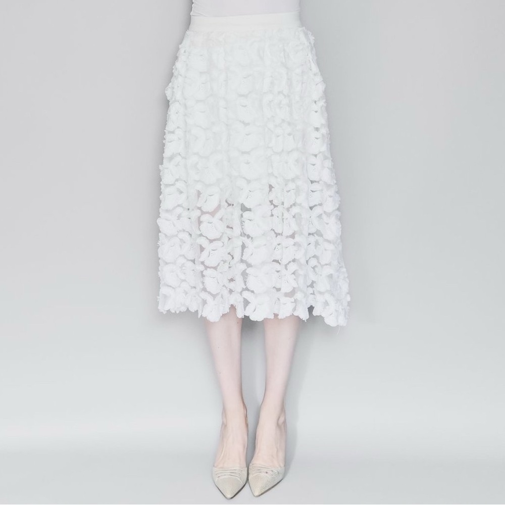 Maje Jardin Tulle And Appliqué Cream Skirt. Size 36/US Size S